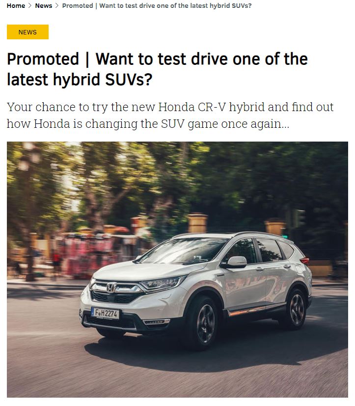 attention grabbing Honda invites WhatCar readers to try the new CR-V Hybrid